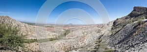 Desert, mountain and blue sky in Ischigualasto, Argentina