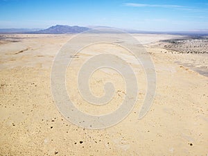 Desert and mountain range.