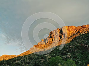 Desert mountain during sunset