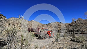 Desert mountain valley old abandoned farm truck HD