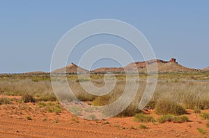 Desert mountains Australia outback Pilbara area spinifex photo
