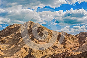 desert mountains Middle East wilderness landscape dry sand stone rocks without trail for tourism or pilgrimage in holy land