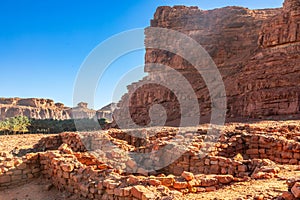 Desert mountains with ruins of ancient Dadan Al Ula, Madain Salih, Saudi Arabia photo