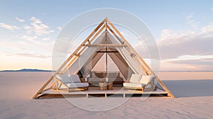 Desert night resort. Glamping arabic tents. Desert camp