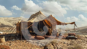 Desert Nomad Life: Authentic Bedouin Tent Amidst Ancient Sands