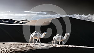 Desert Nomads: Camels Crossing Sand Dunes