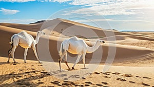 Desert Nomads: Camels Crossing Sand Dunes