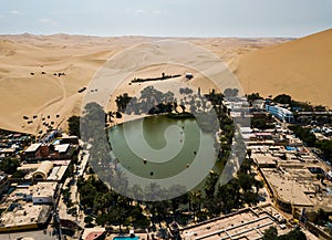 Desert oasis aerial landscape