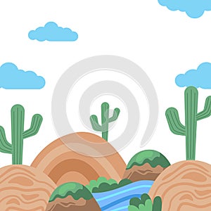 desert oasis nature landscape playful whimsical background for cute children