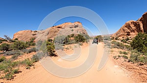 Desert off road recreation 4x4 UTV ride rock ledges POV 4K