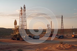 Desert Oil Drilling Rigs