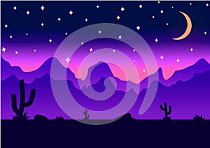 Desert parallax background night vector illustration