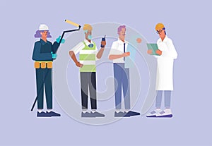 set of flat vector character of different workers