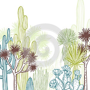 Desert plants, cacti. Vector background.