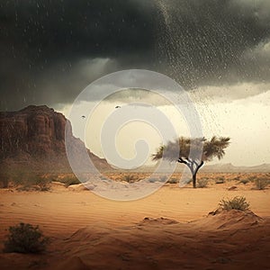 Desert Rain. Generative AI