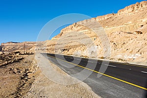 Desert road leading up the Ramon Crater