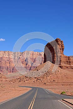 Desert Road Near Lees Ferry and Vermilion Cliffs In Arizona