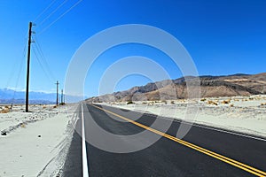 Desert Road in Owens Valley with Sierra Nevada, Eastern California