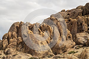 Desert rock formations in Alabama Hills, Sierra Nevada mountain valley, California, USA