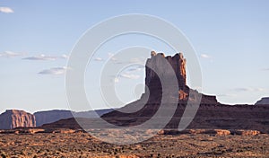 Desert Rocky Mountain American Landscape. Sunset Sky.