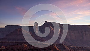 Desert Rocky Mountain American Landscape. Sunset Sky.