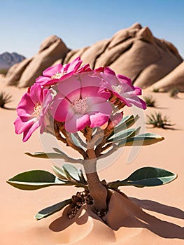desert rose flower with sand