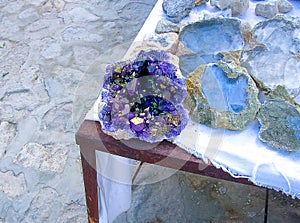 Desert rose. Rock composed of gypsum, water and sand, formed in the deserts