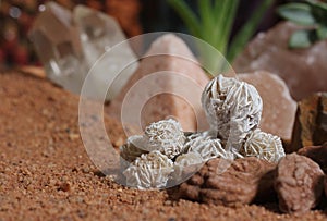 Desert Rose Rocks With Quartz Crystals on Australian Red Sand