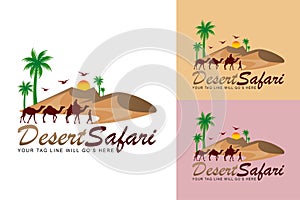 Desert safari vector icon logo