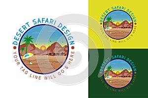 Desert safari vector logo design