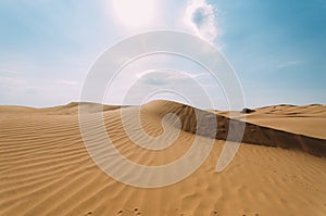 Desert with sand dunes on a lear sunny day