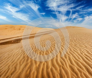 Desert sand dunes on sunrise