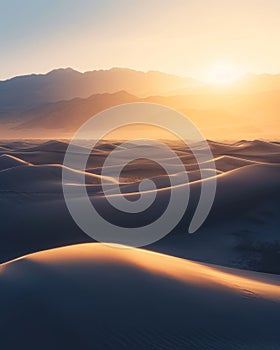 Desert sand dunes at sunset in the Sahara desert, Morocco