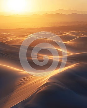 Desert sand dunes at sunset in the Sahara desert, Morocco