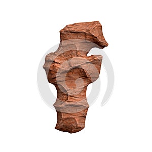 Desert sandstone letter F - Small 3d red rock font - Suitable for Arizona, geology or desert related subjects