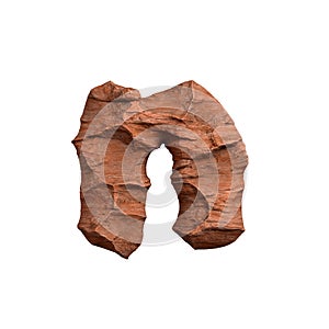 Desert sandstone letter N - Small 3d red rock font - Suitable for Arizona, geology or desert related subjects