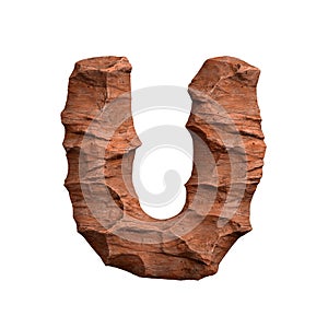 Desert sandstone letter U - Capital 3d red rock font - suitable for Arizona, geology or desert related subjects