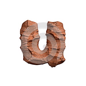 Desert sandstone letter U - Small 3d red rock font - Suitable for Arizona, geology or desert related subjects