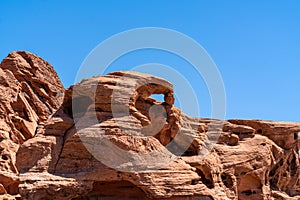 Desert sandstone rock formations in the Valley of Fire State Park in Southern Nevada near Las Vegas.