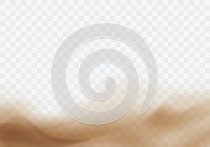 Desert sandstorm, brown dusty cloud on transparent