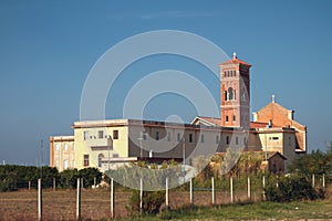 Desert and Santa Maria Goretti Church. Nettuno, Lazio, Italy