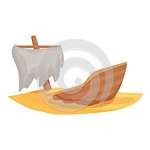 Desert shipwreck icon cartoon vector. Pirate ship