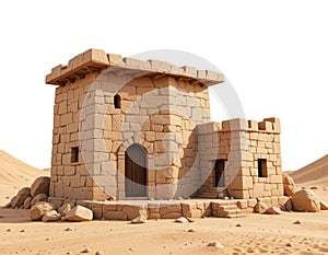 Desert stone house, 3D render