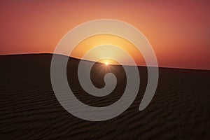 Desert Sun rise with sand doom