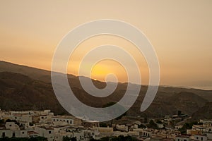 Desert sunrise in Andalucian village.