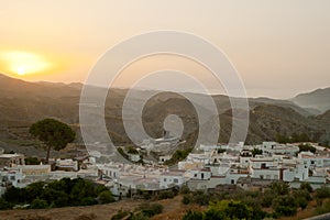 Desert sunrise in Andalucian village.