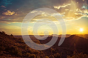 Desert Sunset Landscape with a Hint of Rain