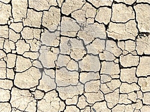Desert texture. Dry cracked earth and sand. Deep cracks pierce the soil. Natural background