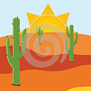 Desert with three caci photo