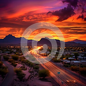 Desert Twilight: A Tranquil Evening Sunset Over North Scottsdale